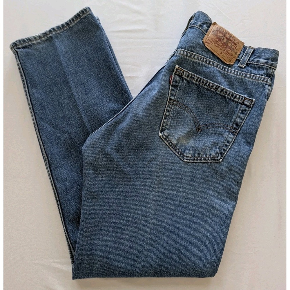 Vintage Levis 505 USA Made Blue Denim Jeans Mens 33x30 Regular Fit Straight Leg